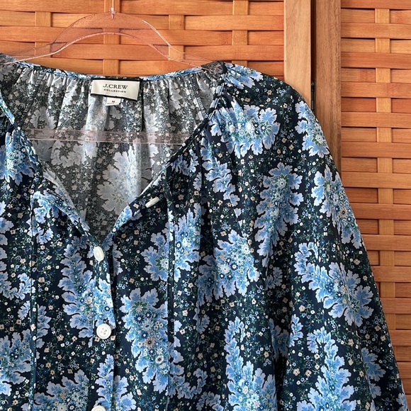 J. Crew Collection tie-sleeve button-front top in Pacific paisley - Picture 3 of 6